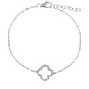 925 Silver Rhodium Plated Cubic Zirconia Set Clover Bracelet