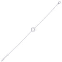 925 Silver Rhodium Plated Cubic Zirconia Set Clover Bracelet
