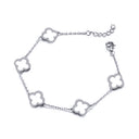 925 Silver Rhodium Plated Cubic Zirconia Set Clover Bracelet