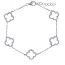 925 Silver Rhodium Plated Cubic Zirconia Set Clover Bracelet