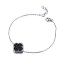 925 Silver Rhodium Single Clover Bracelet Black Colour