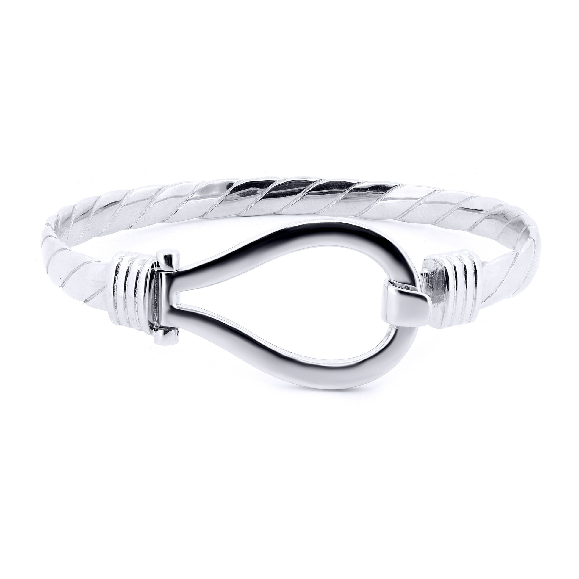 925 Silver Gents Twisted Wire Stirrup Bangle