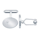 925 Silver Natural Diamond Set Oval Cufflinks Swivel Backs
