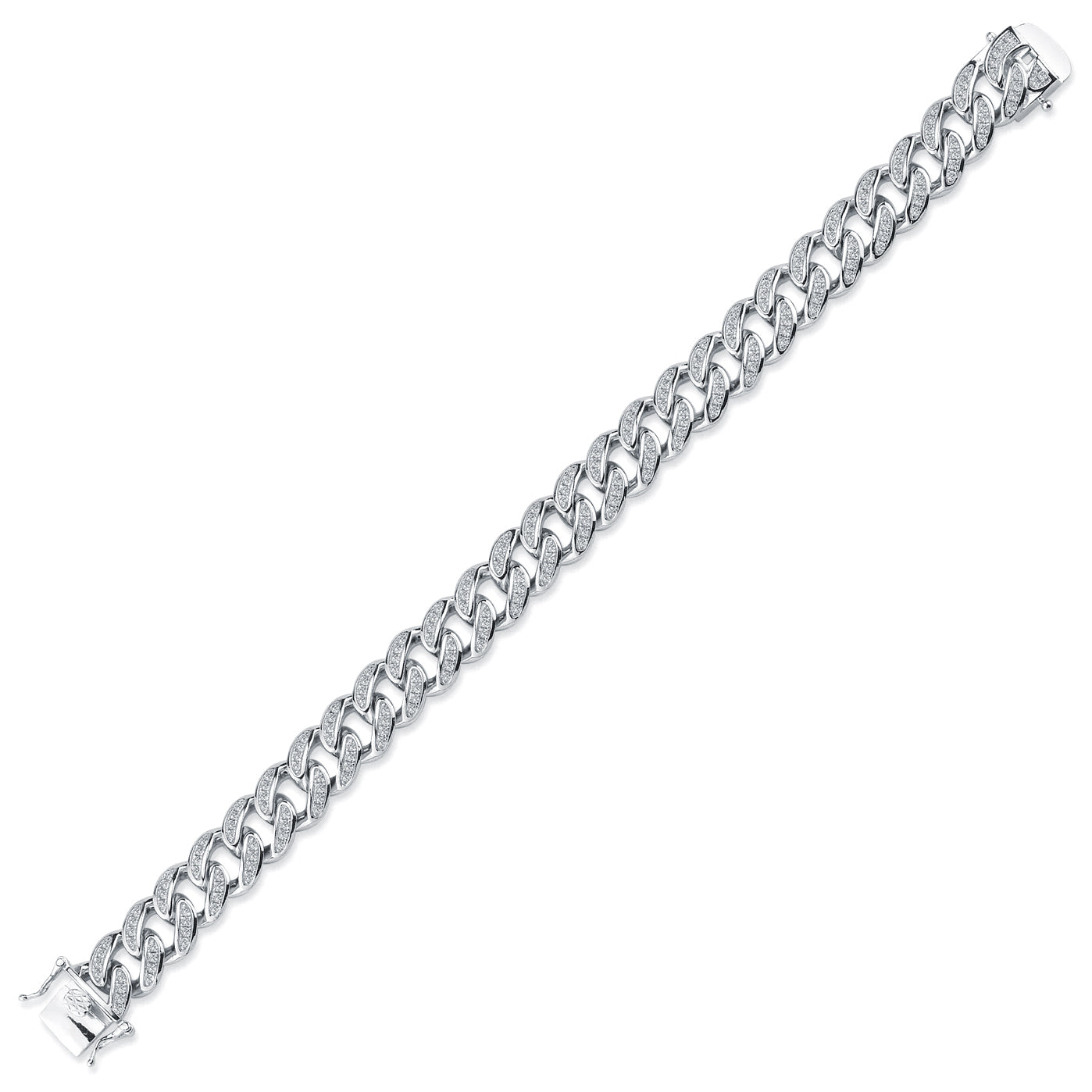 925 Silver Cubic Zirconia Set Cuban Bracelet