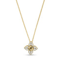 Love in Verona Necklace in 18kt Yellow Gold with Diamonds and White Ceramic Enamel