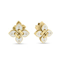 Love in Verona Earrings in 18kt Gold with White Ceramic Enamel and Diamonds