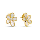 Jasmine Earrings in 18kt Gold with Diamonds and Mother of Pearl