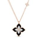 Princess Flower Pendant with Diamonds and Black Jade