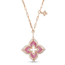 Venetian Princess Collar in 18kt Rose Gold with Diamonds and Rhodonite