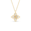Princess Flower Necklace in 18kt Yellow Gold with Diamonds and Mother of Pearl