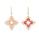 Venetian Princess Earrings in 18kt Rose Gold with Diamonds and Rhodonite