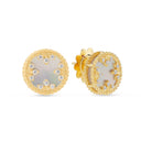Venetian Medallions Earrings in 18kt Yellow Gold with Diamonds and Mother of Pearl