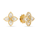 Princess Flower Earrings in 18kt Gold with Diamonds and Mother of Pearl