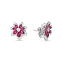 Tiaré Earrings with Rubellite and Diamonds