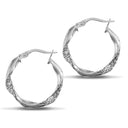 925 Silver Glitter Hoop Creole Earrings