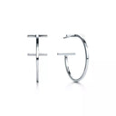 925 Sterling Silver Polished T Hoop 20mm Earrings