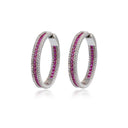 925 Silver Red & Cubic Zirconia Set Hoops 18mm