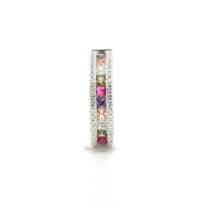 925 Silver Rhodium Plated Multri Col Cubic Zirconia Set Earrings