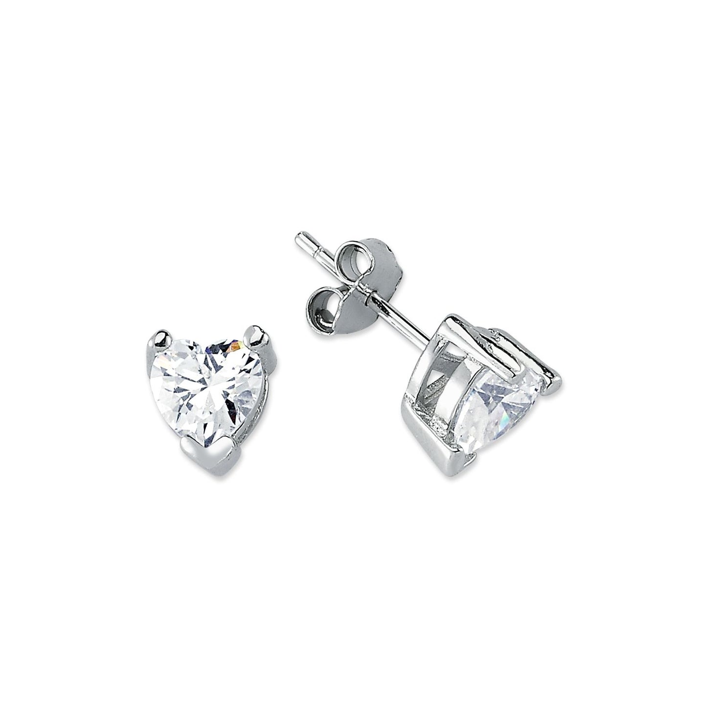 925 Silver 6mmHeart Shape Cubic Zirconia Studs