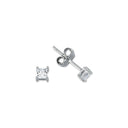 925 Silver Cubic Zirconia Set Studs Square