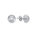 925 Silver Tiered Wedding Cake Solitare 4mm Cubic Zirconia Set Stud Earrings