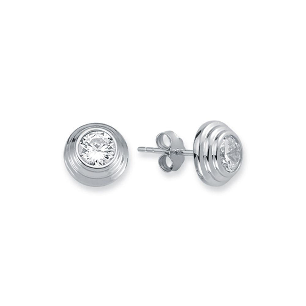 925 Silver Tiered Wedding Cake Solitare 5mm Cubic Zirconia Set Stud Earrings
