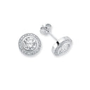 925 Silver 7mm Cubic Zirconia Set Solitaire Halo Stud earrings