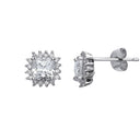 925 Silver Square Cubic Zirconia Set Cluster Studs