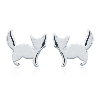925 Silver Cat Stud Earrings