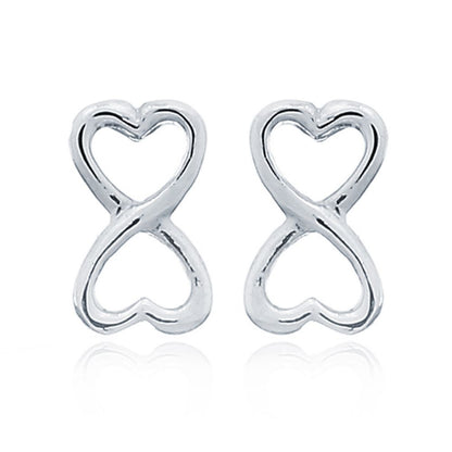 925 Silver Infinity Heart Stud Earrings