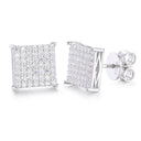 925 Silver Cubic Zirconia Set Square Cluster Studs