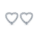 925 Silver Rhodium Plated Cubic Zirconia Set Heart Studs