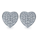 925 Silver Rhodium Plated Cubic Zirconia Set Heart Studs
