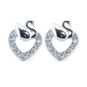 925 Silver Rhodium Plated Cubic Zirconia Set Heart Studs