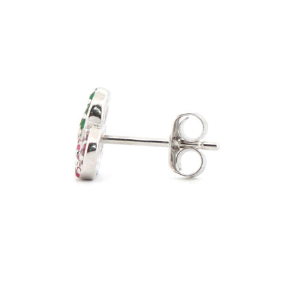 925 Silver Rhodium Plated Multi Col Cubic Zirconia Studs