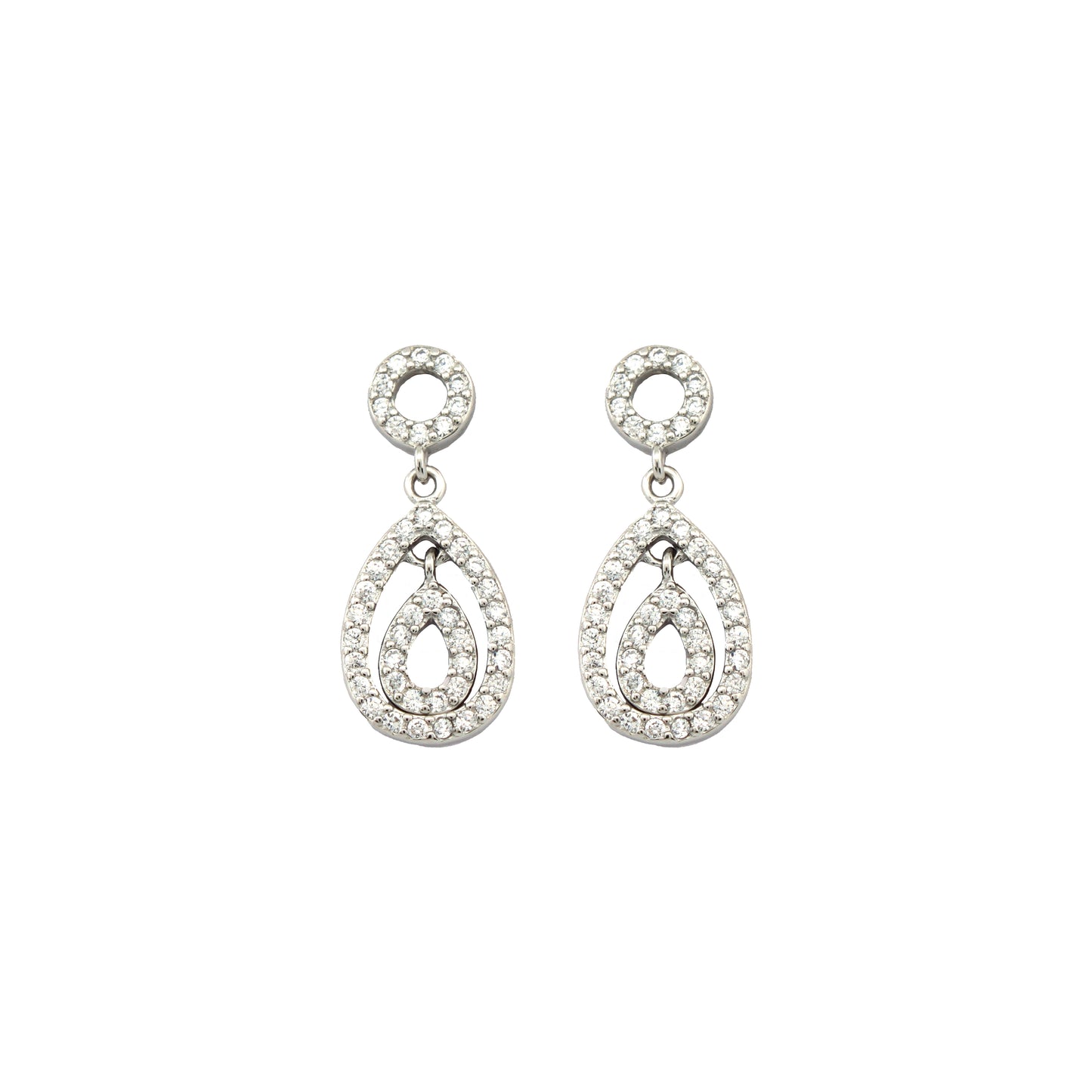 925 Silver Rhodium Plated Cubic Zirconia Set Drops