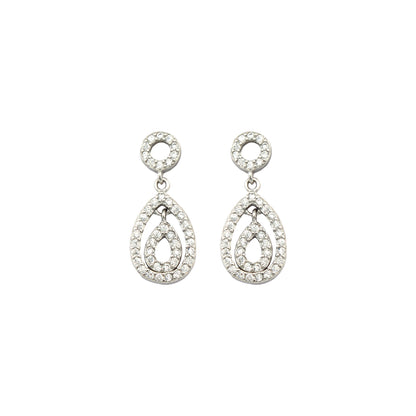 925 Silver Rhodium Plated Cubic Zirconia Set Drops