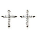 925 Silver Rhodium Plated Cubic Zirconia Set Cross Studs