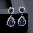 925 Silver Rhodium Plated Pear Shape Cluster Drops