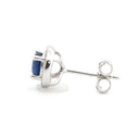 925 Silver Rhodium Halo Studs Sapphire Centre Cubic Zirconia