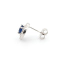 925 Silver Rhodium Halo Studs Sapphire Centre Cubic Zirconia
