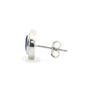 925 Silver Rhodium Pear Shape Studs Sapphire Centre Cubic Zirconia