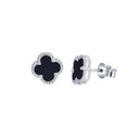 925 Silver Rhodium Clover Studs