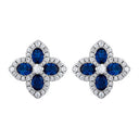 925 Silver 14ct Gold Plate Cubic Zirconia Set Clover Studs