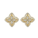 925 Silver 14ct Gold Plate Cubic Zirconia Set Clover Cluster Studs