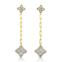 925 Silver 14ct Gold Plated Cubic Zirconia Set Clover Drops