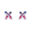 925 Silver Rhodium Plated Multo Col Cubic Zirconia Set Kisses Studs