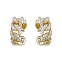 925 Silver 14ct Gold Plated Cubic Zirconia Set Curb Half Hoop Studs