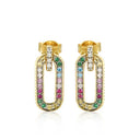 925 Silver 14ct Gold Plated Multi Col Cubic Zirconia Set Earrings