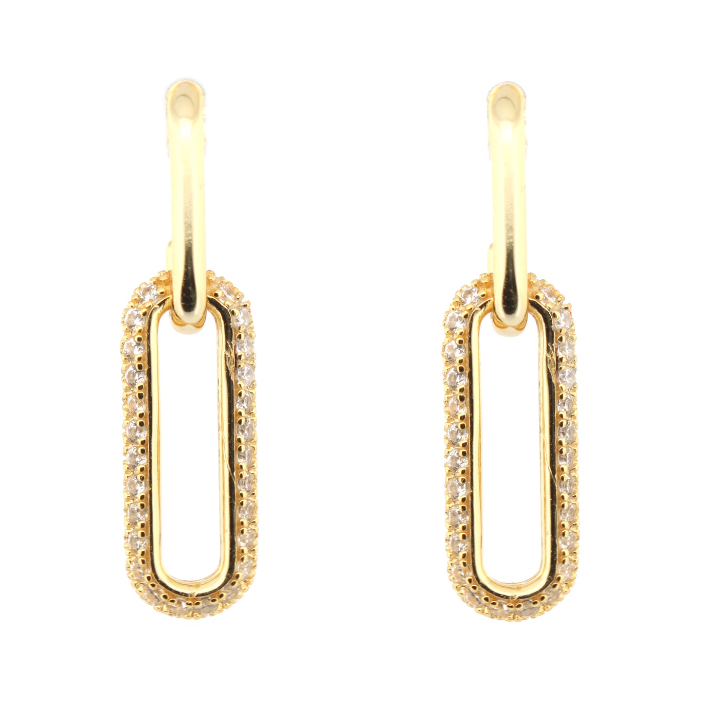 925 Silver 14ct Gold Plated Cubic Zirconia Set Stud Drop Earrings